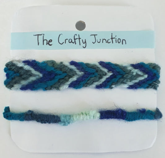 Set of two aesthetic blue gradient macrame friendship bracelets