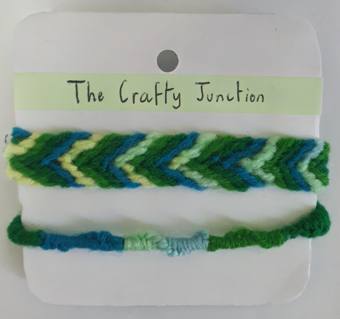 Set of two aesthetic green gradient macrame friendship bracelets