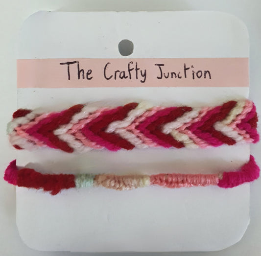 Set of two aesthetic pink gradient macrame friendship bracelets